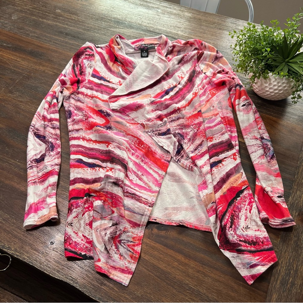 Open Lightweight Tie Dye abstract Geometric Printed M Spring Summer Pink Red